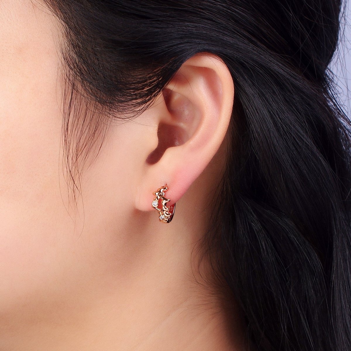 18K Gold Filled ZigZag Charm Hoops Earring Lever Back earring AB1072 - DLUXCA