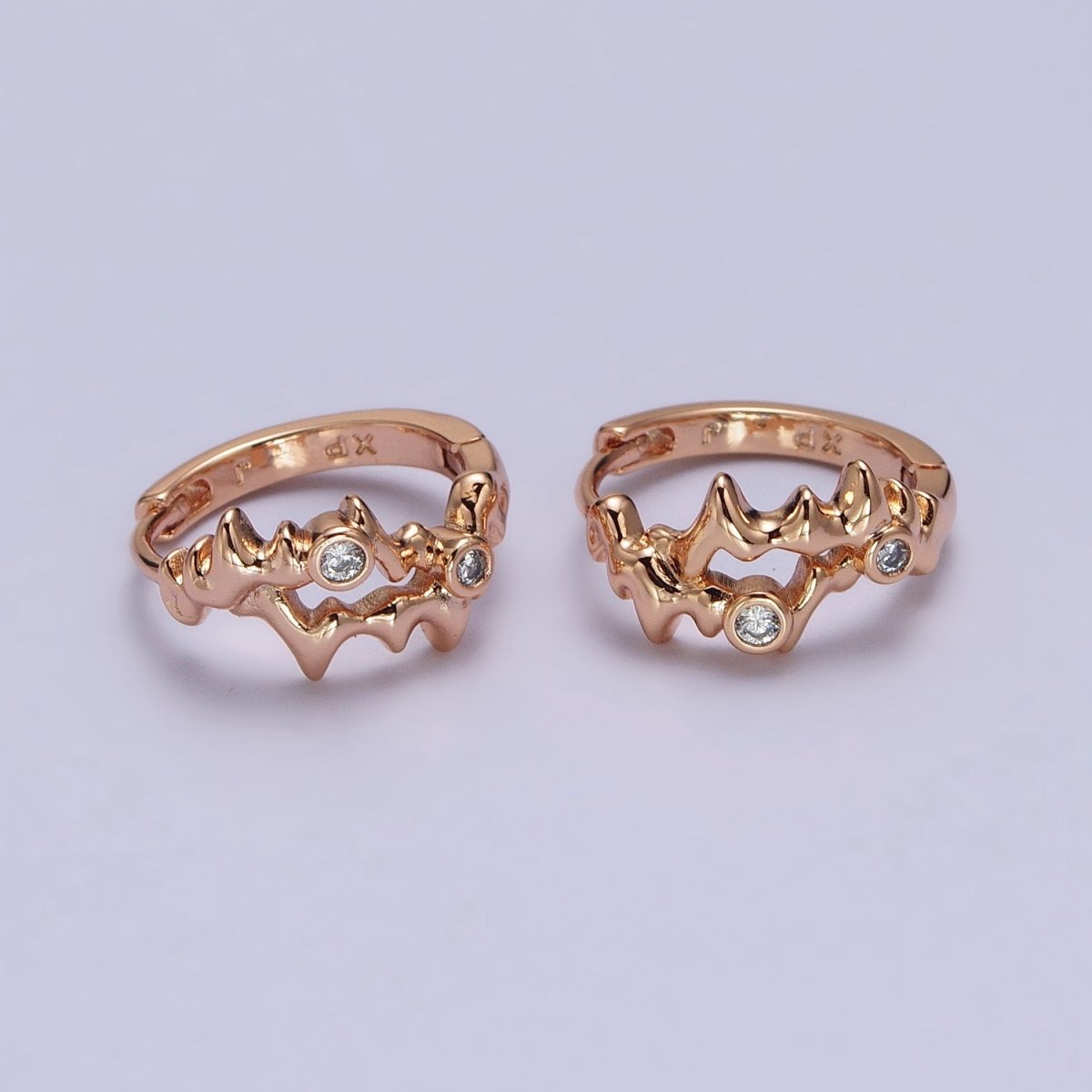 18K Gold Filled ZigZag Charm Hoops Earring Lever Back earring AB1072 - DLUXCA