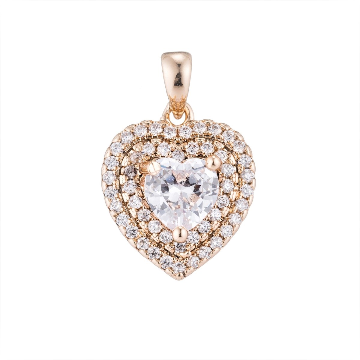 18K Gold Gold Filled Crystal Heart Pendants I-734 - DLUXCA