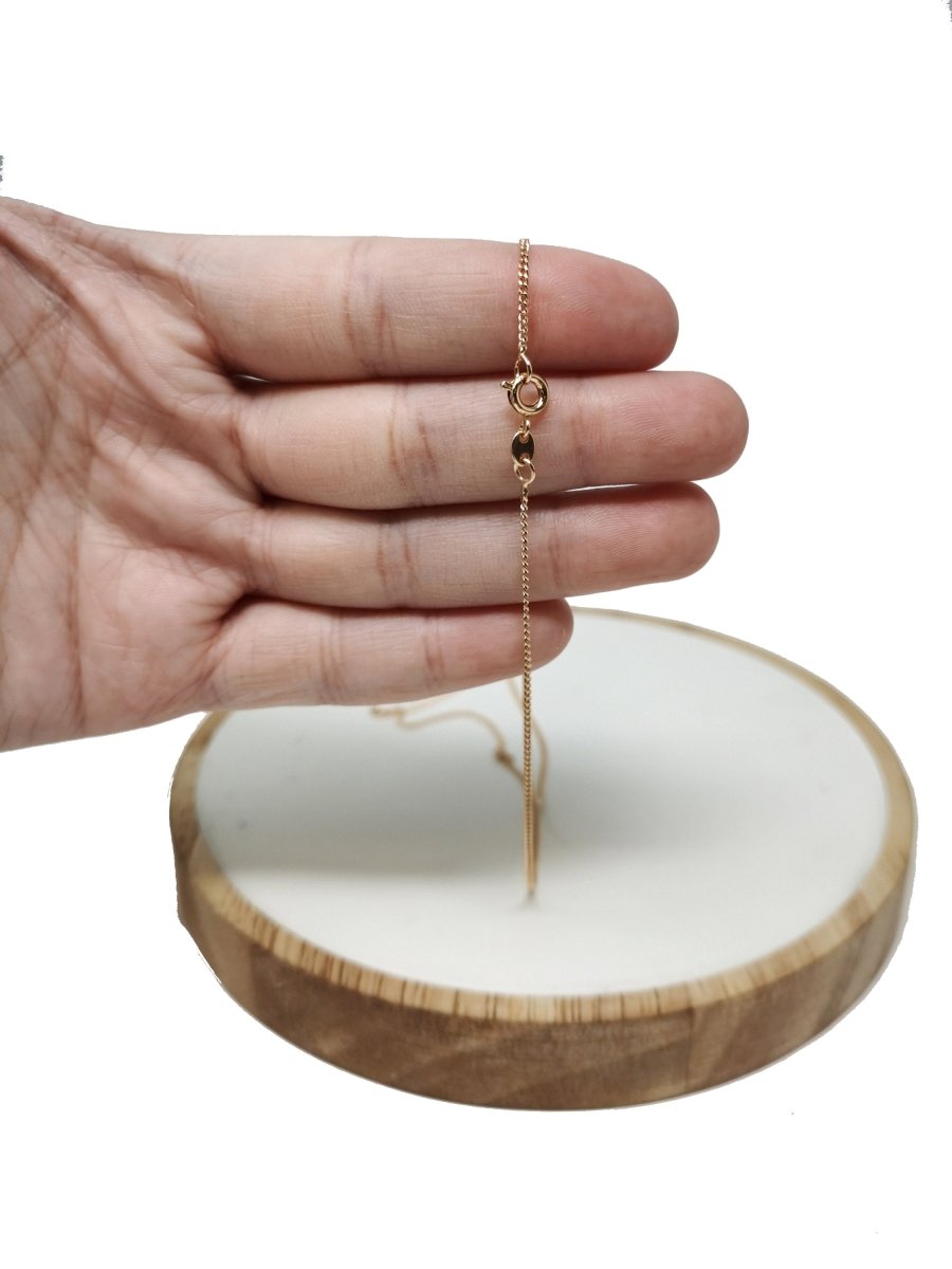 18K Gold Plated Chain - Curb Chain Necklace - 17.7 Inches Gold Curb Necklace w/ Spring Rings | CN-745 Clearance Pricing - DLUXCA