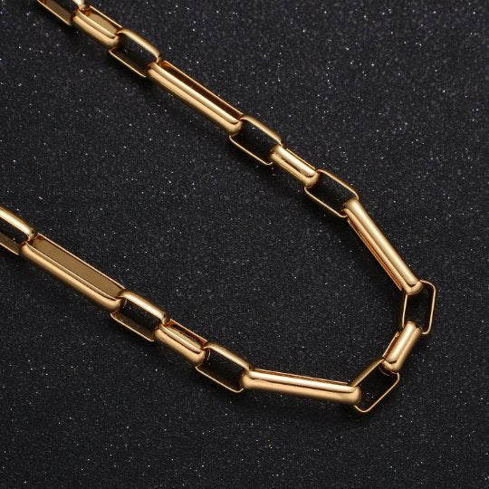 18K Gold Plated Shiny Square Paperclip Chain by Yard, Link Cable Wholesale bulk Roll Chain Jewelry Makin | ROLL-421 Clearance Pricing - DLUXCA