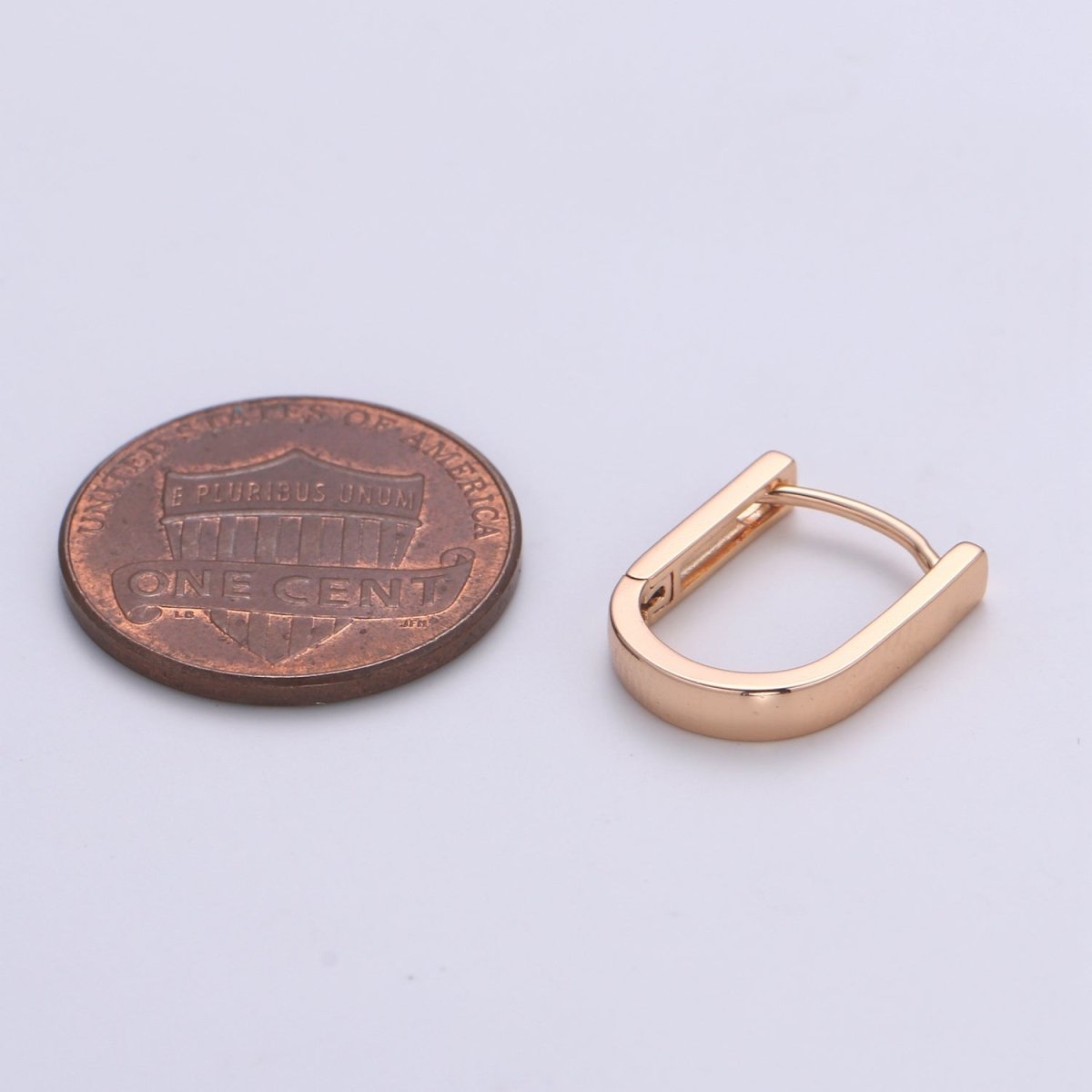 18K Rose Gold Filled U Shaped Boxy Huggie Earrings P-092 - DLUXCA