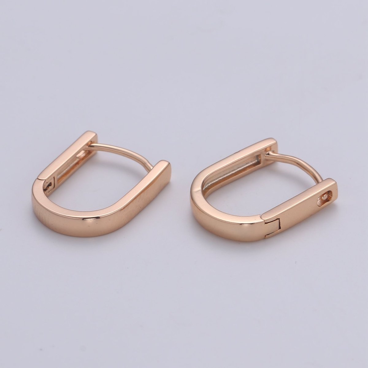 18K Rose Gold Filled U Shaped Boxy Huggie Earrings P-092 - DLUXCA