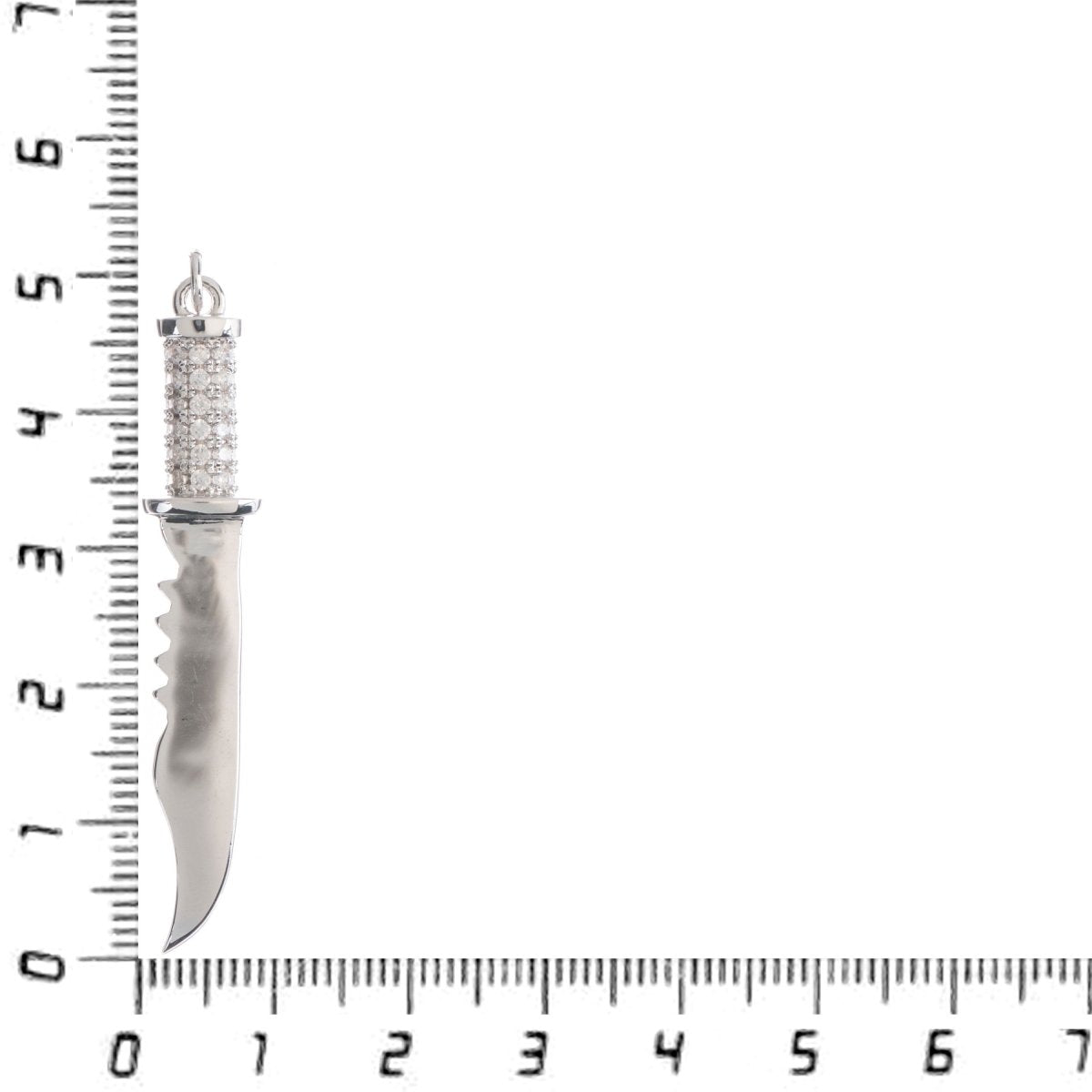 18K White Gold fill Combat Military Knife Charm Pendant Cz Cubic Zircon w/ Bails Findings for Earring Necklace Jewelry Making Supplies H-797 - DLUXCA