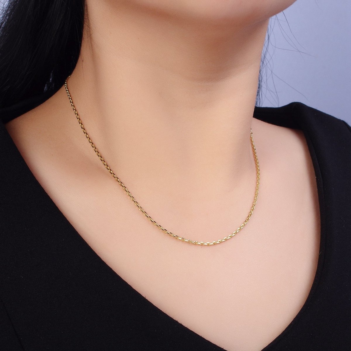 1.8mm Cable Chain necklace Dainty gold Cable Link chain 17.5", 20" chain | WA-1642 WA-1643 Clearance Pricing - DLUXCA