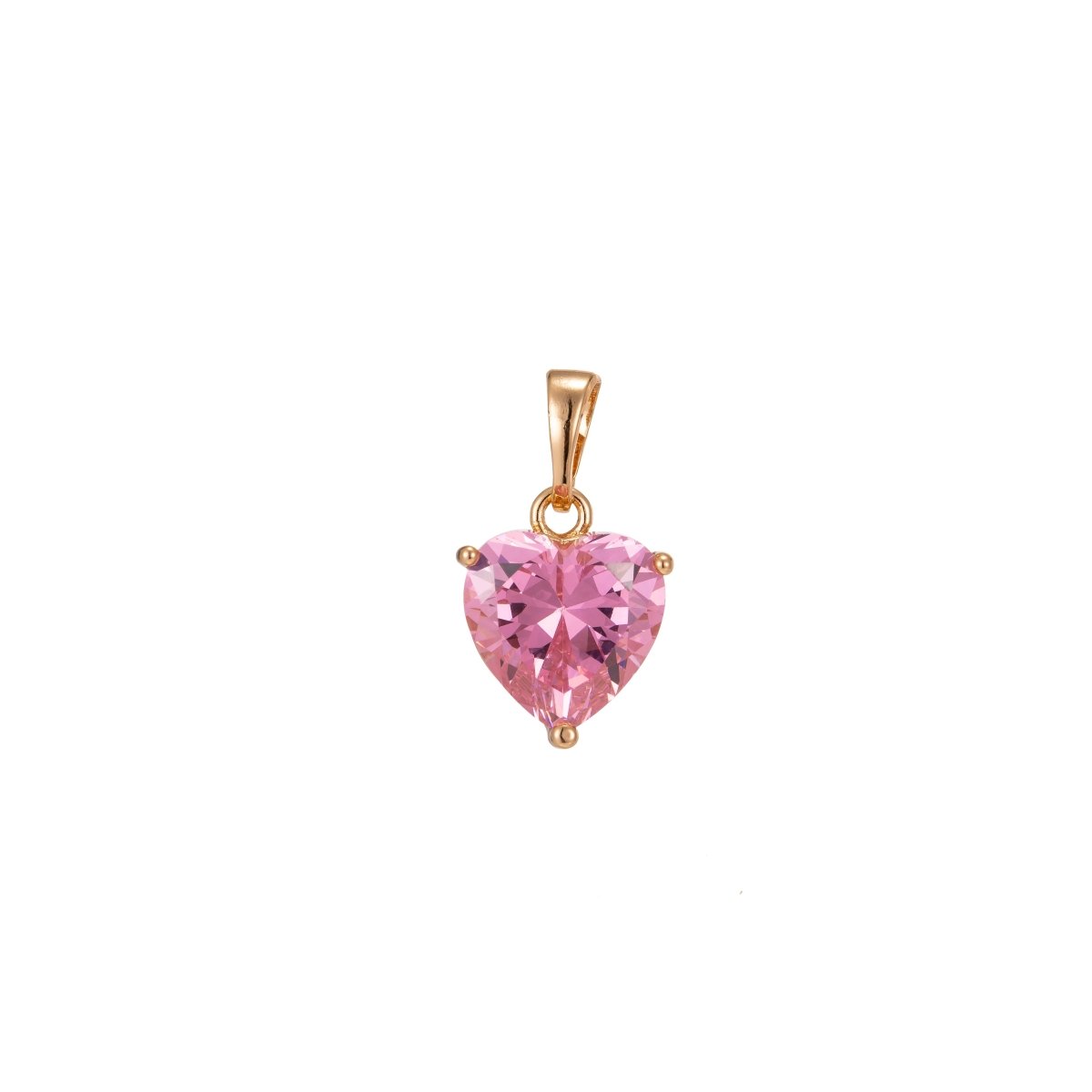 18x10mm Wholesale Cubic Zirconia Heart Gem Pendant with 18K Gold-Filled Rose Gold Frame, Blue, Green, Red, or Pink Options, Pendant for Necklace Bracelet Anklet Making J-163~J-166 - DLUXCA
