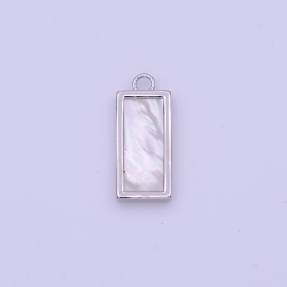 19.5mm Rectangular Shell Pearl Minimalist Tag Charm in Gold & Silver | A-935 to A-936 - DLUXCA