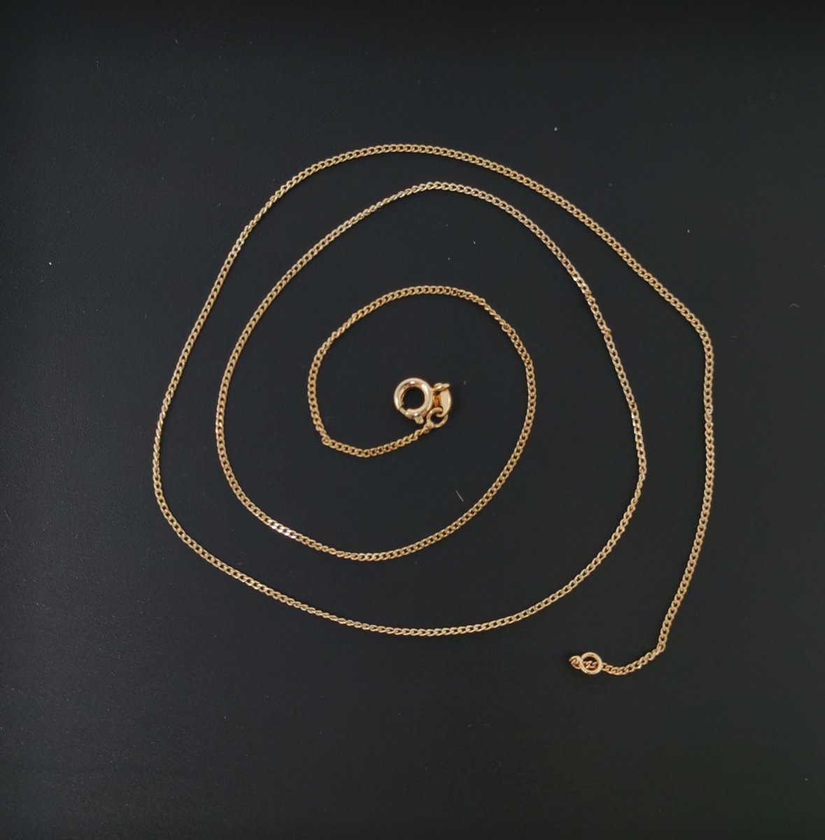 19.6 Curb Chain Necklace, 18K Gold Plated Curb Finished Chain For Jewelry Making, Dainty 1mm Curb Necklace w/ Spring Ring | CN-587 Clearance Pricing - DLUXCA