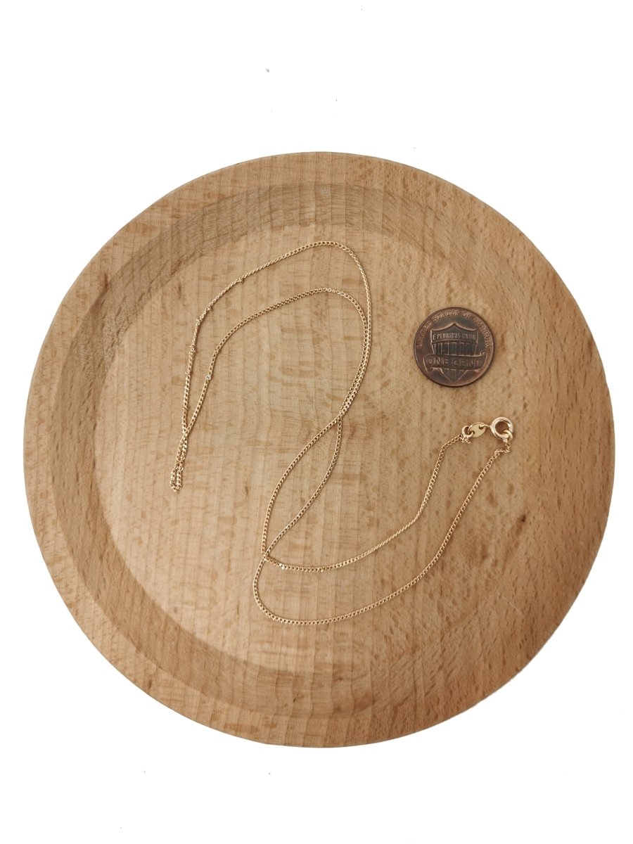 19.6 Curb Chain Necklace, 18K Gold Plated Curb Finished Chain For Jewelry Making, Dainty 1mm Curb Necklace w/ Spring Ring | CN-587 Clearance Pricing - DLUXCA