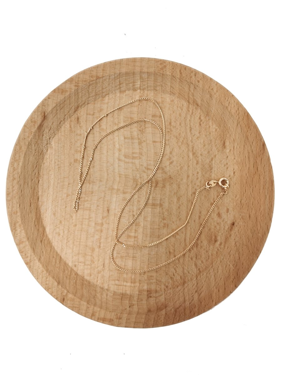 19.6 Curb Chain Necklace, 18K Gold Plated Curb Finished Chain For Jewelry Making, Dainty 1mm Curb Necklace w/ Spring Ring | CN-587 Clearance Pricing - DLUXCA