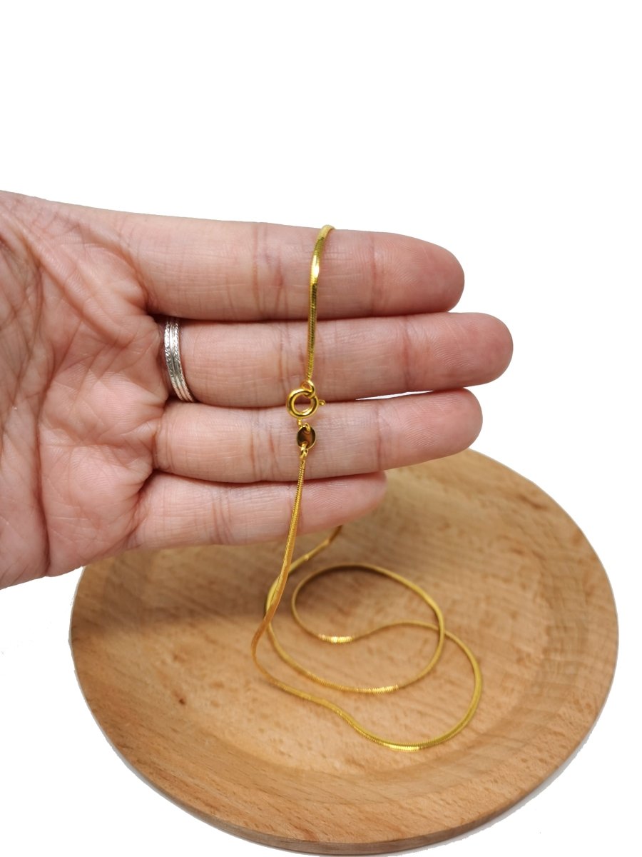 19.6 inch Cocoon Necklace Chain, 24K Gold Plated Finished Cocoon Necklace Chain, Dainty 1.5mm Cocoon Necklace w/ Spring Ring | CN-471 - DLUXCA