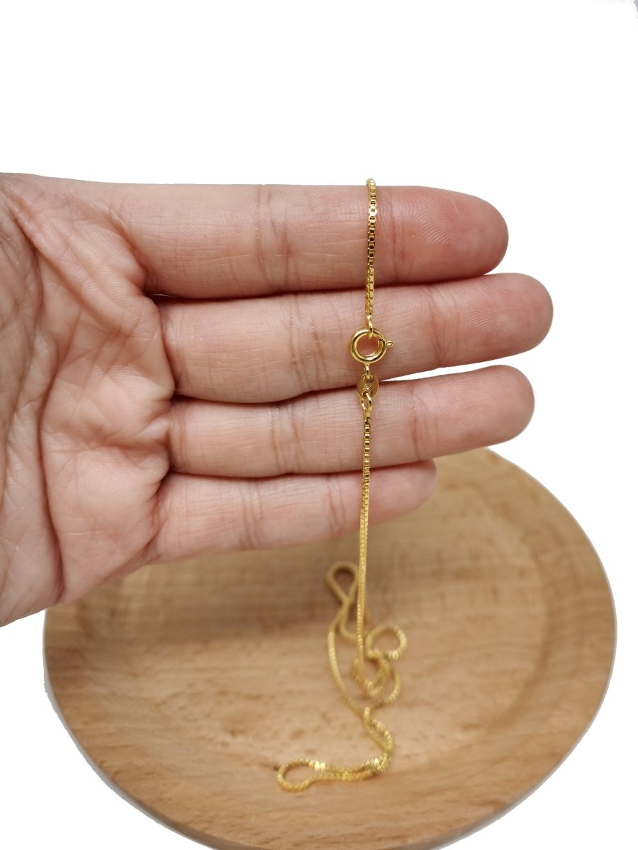 19.6 inch Ready To Wear 24K Gold Plated Layering Box Chain Necklace, Dainty 1.2mm Box Necklace w/ Spring Ring | CN-282 Clearance Pricing - DLUXCA