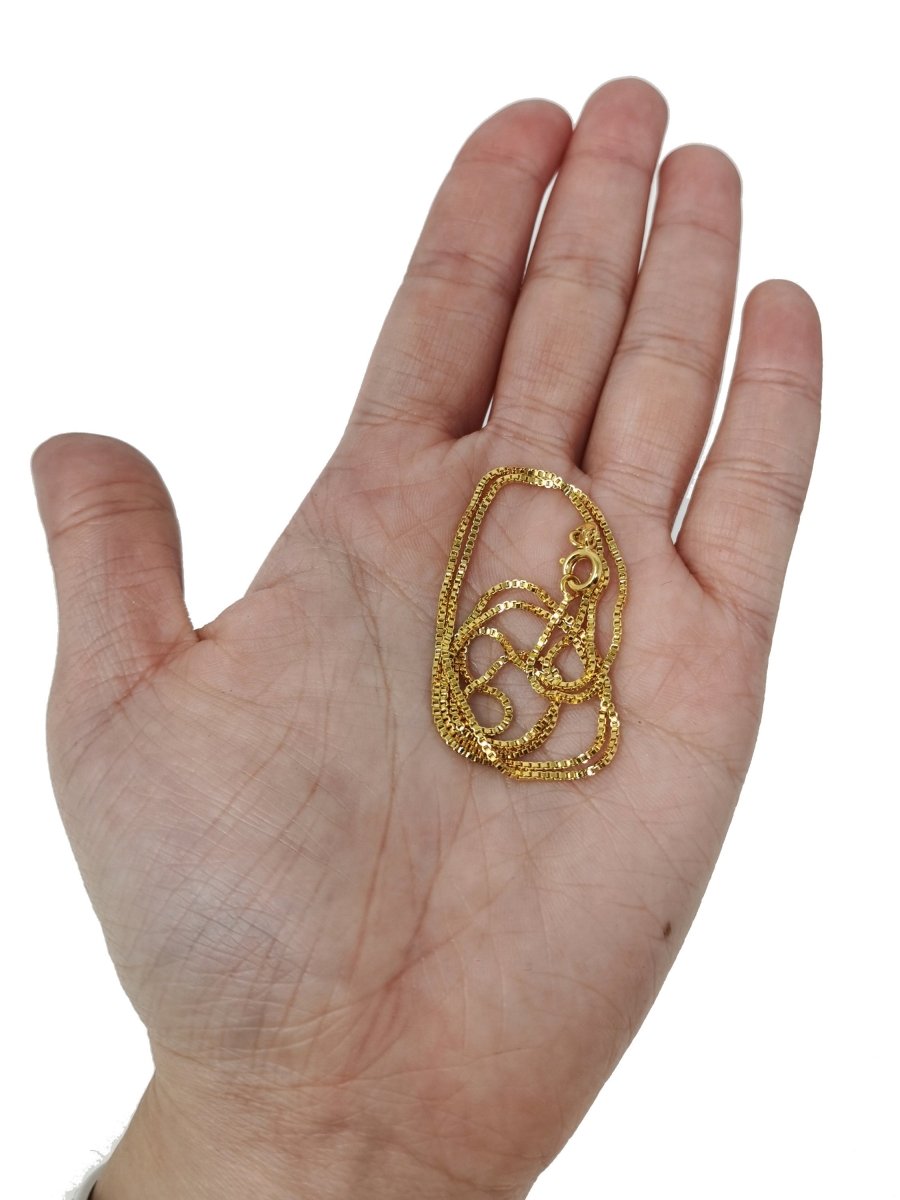 19.6 inch Ready To Wear 24K Gold Plated Layering Box Chain Necklace, Dainty 1.2mm Box Necklace w/ Spring Ring | CN-282 Clearance Pricing - DLUXCA