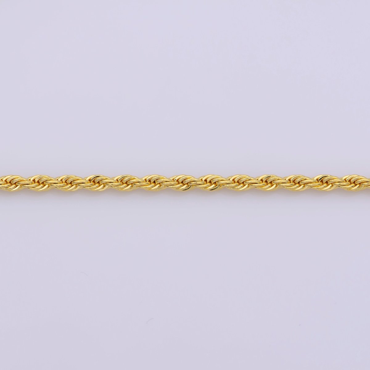 19.6 inch Rope Chain Necklace, 24K Gold Plated Finished Chain For Jewelry Making, Dainty 2mm Rope Necklace w/ Lobster Clasps | CN-600 - DLUXCA