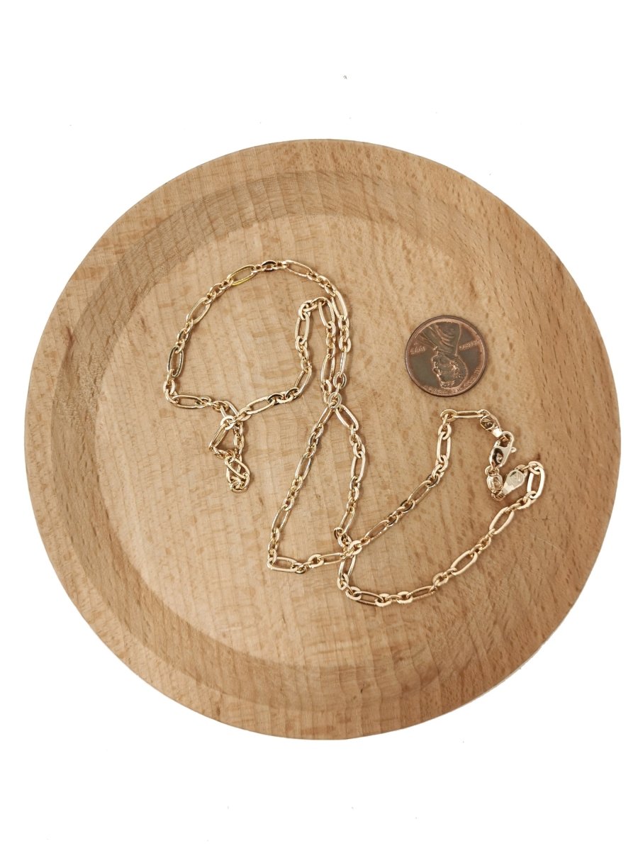 19.6 inches Ready To Use 18K Gold Filled Figaro Chain Necklace, Dainty 3mm Necklace w/ Lobster Clasps | CN-714 - DLUXCA