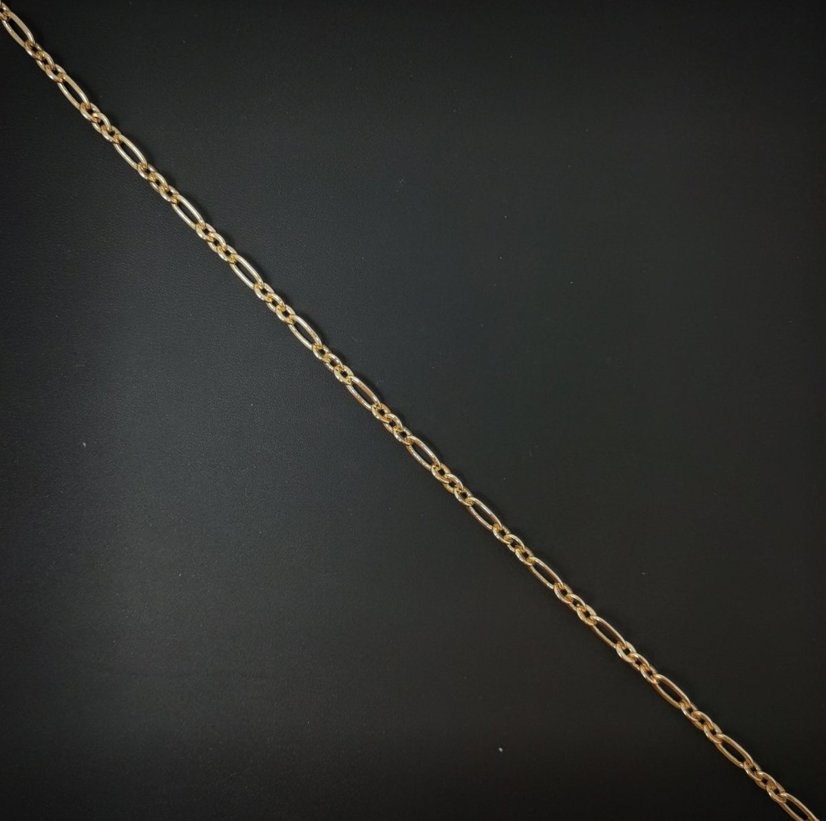 19.6 inches Ready To Use 18K Gold Filled Figaro Chain Necklace, Dainty 3mm Necklace w/ Lobster Clasps | CN-714 - DLUXCA