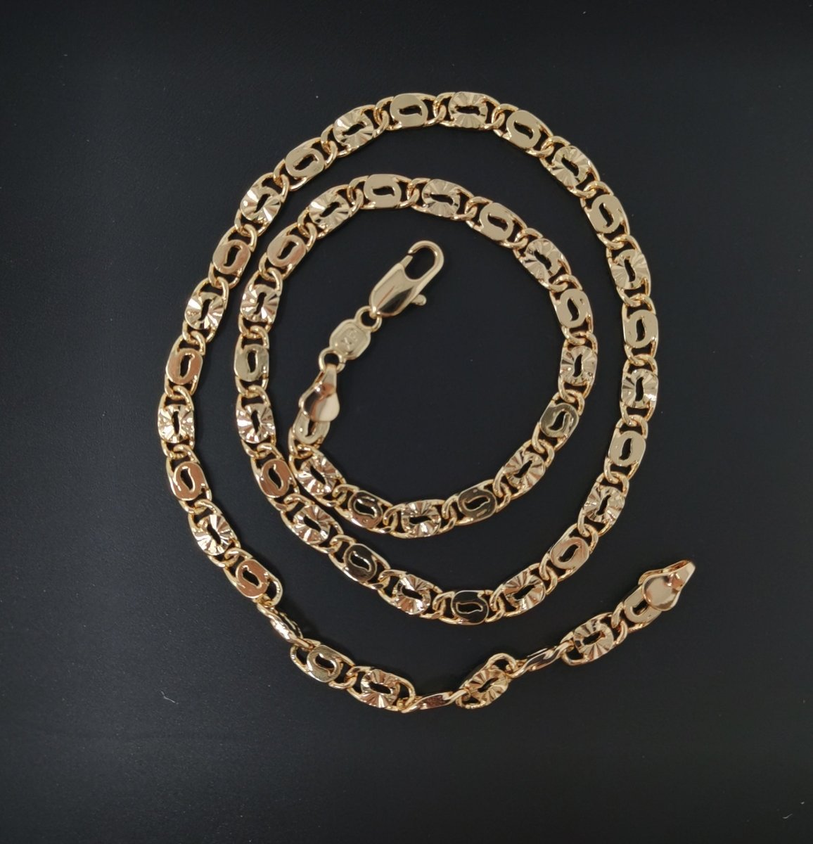 19.6 inches Ready To Use 18K Gold Filled Scroll lock Designed Necklace Chain, 5mm Designed Necklace w/ Lobster Clasps | CN-613 Clearance Pricing - DLUXCA