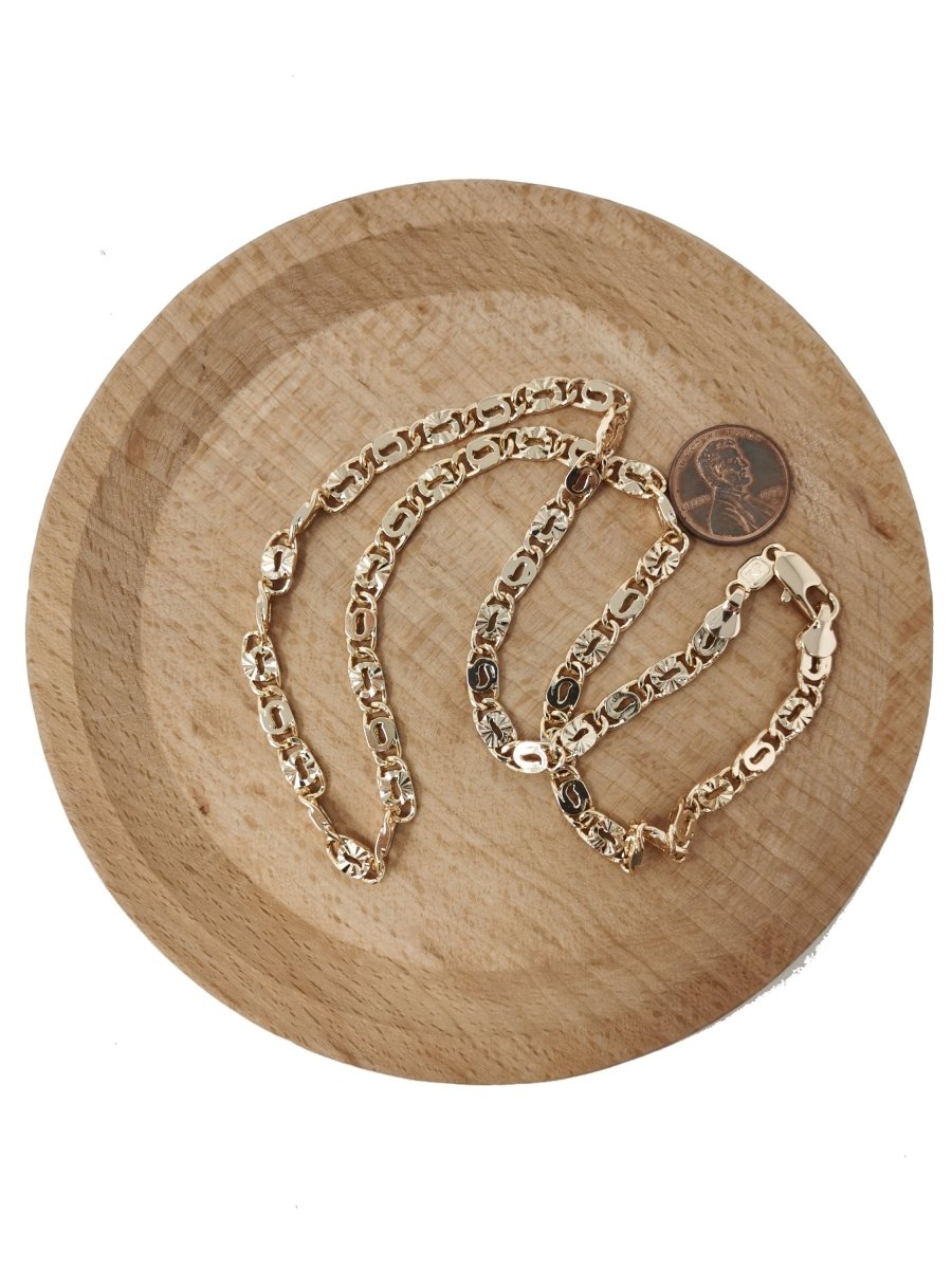 19.6 inches Ready To Use 18K Gold Filled Scroll lock Designed Necklace Chain, 5mm Designed Necklace w/ Lobster Clasps | CN-613 Clearance Pricing - DLUXCA