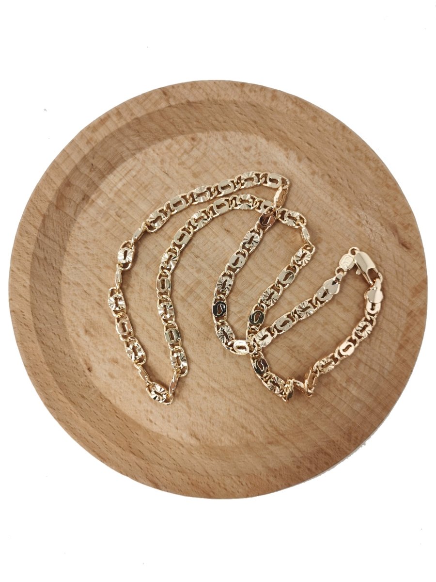 19.6 inches Ready To Use 18K Gold Filled Scroll lock Designed Necklace Chain, 5mm Designed Necklace w/ Lobster Clasps | CN-613 Clearance Pricing - DLUXCA