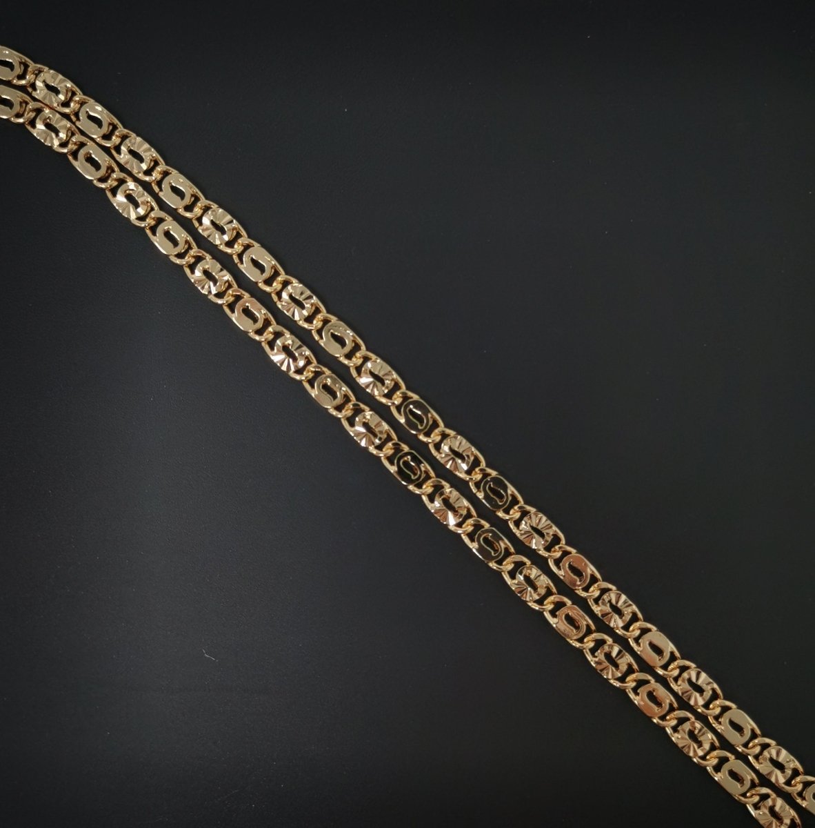 19.6 inches Ready To Use 18K Gold Filled Scroll lock Designed Necklace Chain, 5mm Designed Necklace w/ Lobster Clasps | CN-613 Clearance Pricing - DLUXCA