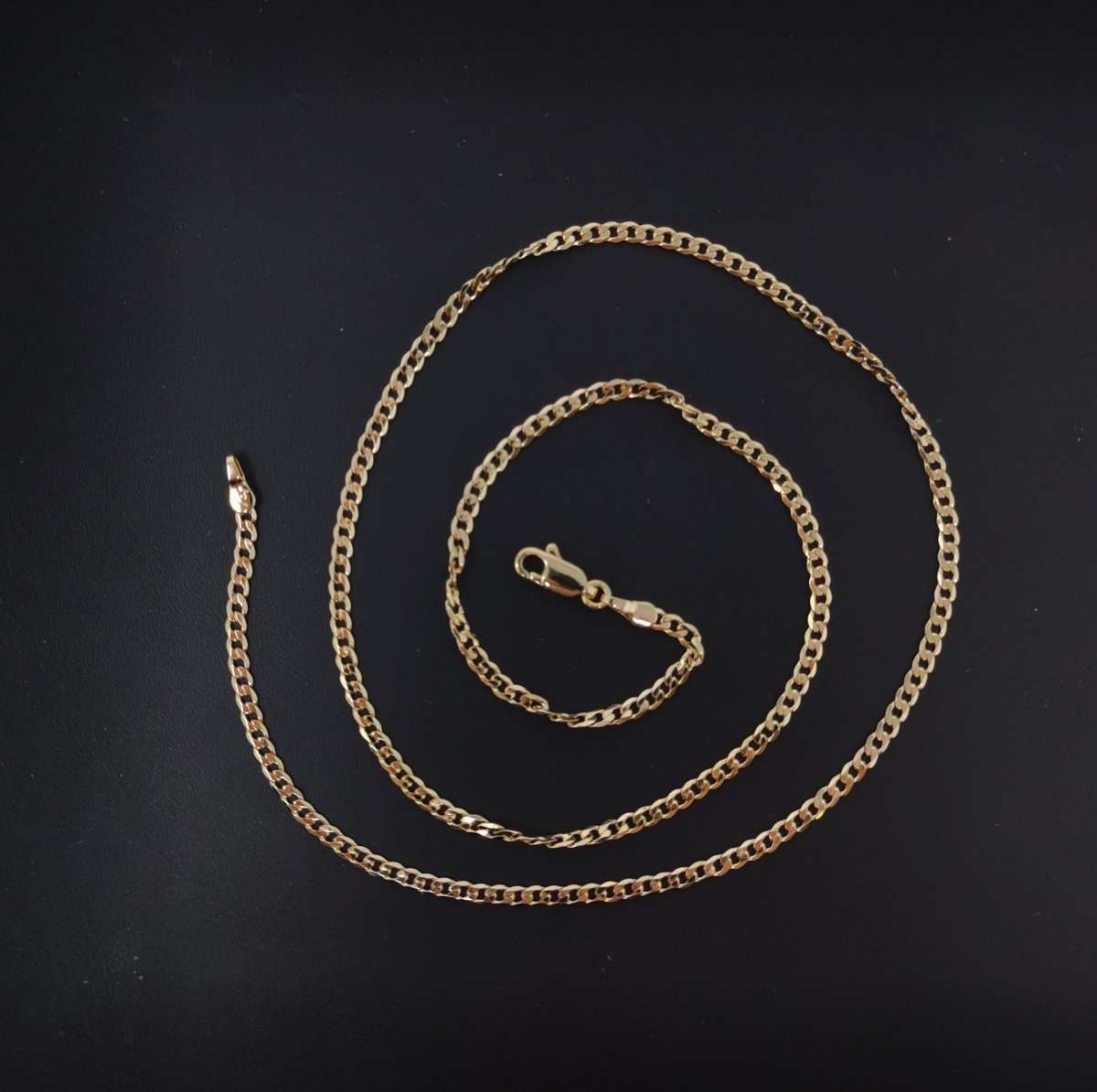 19.6" Ready To Use Layering Curb Necklace, 18K Gold Plated Cuban Curb Necklace Chain, Chain For Pendant & Charm Making, Dainty 3mm Curb Necklace w/Lobster Clasps | CN-577 Clearance Pricing - DLUXCA