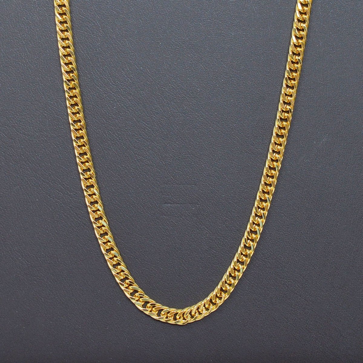 19.8 inch Curb Chain Necklace, 24K Gold Plated Curb Finished Necklace For Jewelry Making, 4mm Curb Necklace w/ Lobster Clasps | CN-993 Clearance Pricing - DLUXCA