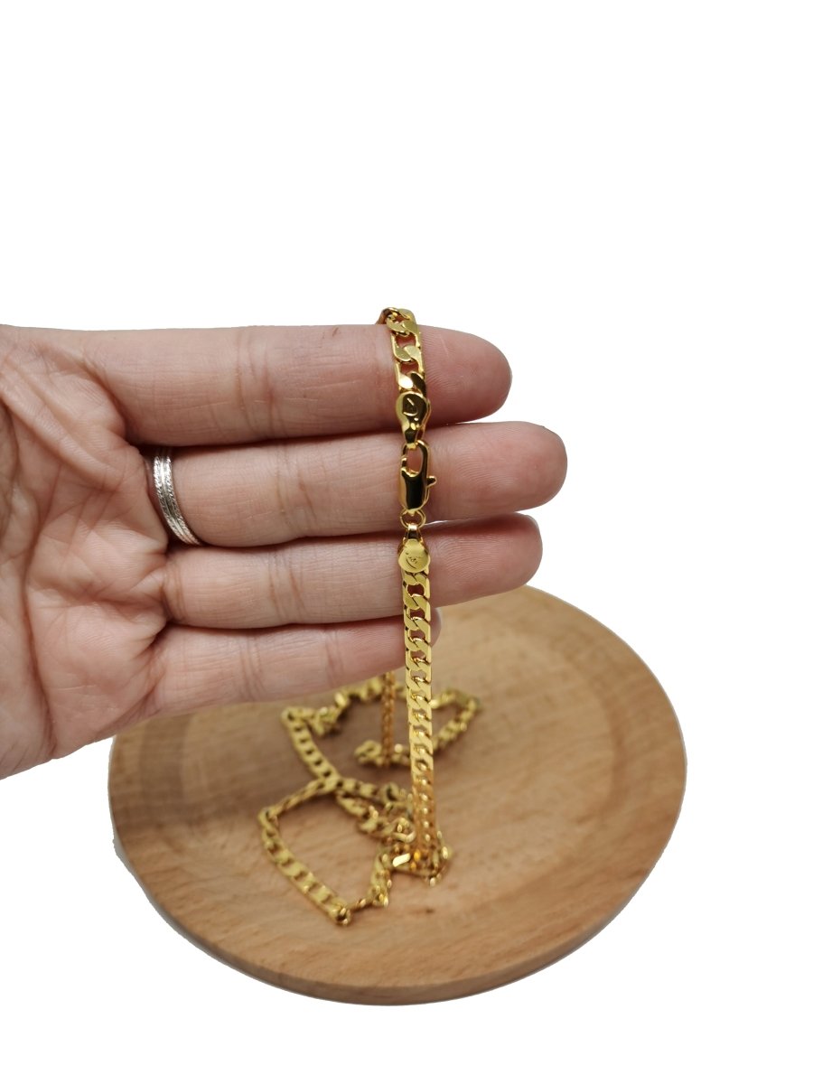 19.9 inch Curb Chain Necklace, 24K Gold Plated Finished Necklace For Jewelry Making, 4.2mm Width Curb Necklace w/ Lobster Clasps | CN-965 Clearance Pricing - DLUXCA