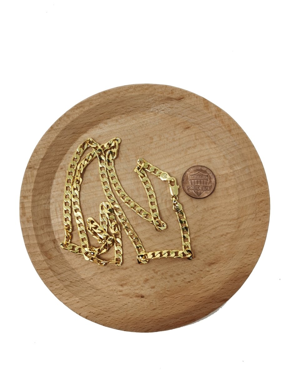 19.9 inch Curb Chain Necklace, 24K Gold Plated Finished Necklace For Jewelry Making, 4.2mm Width Curb Necklace w/ Lobster Clasps | CN-965 Clearance Pricing - DLUXCA