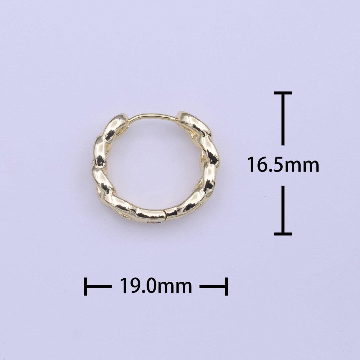 19mm Gold Curb Chain Link Huggie Hoop Earrings | Y-220 - DLUXCA