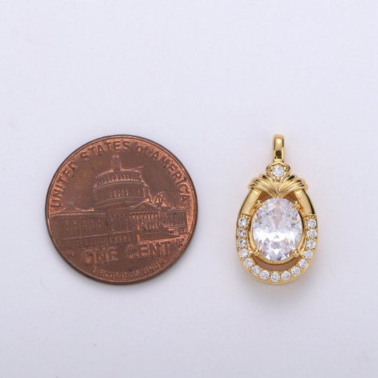 19X10mm CZ Micro Pave Tear Drop Charm Pendant, 24k Gold Filled Charm Drop Shape Charms, Dainty Drop Dangle Pendant, Geometry Jewelry J-080 - DLUXCA