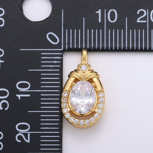19X10mm CZ Micro Pave Tear Drop Charm Pendant, 24k Gold Filled Charm Drop Shape Charms, Dainty Drop Dangle Pendant, Geometry Jewelry J-080 - DLUXCA