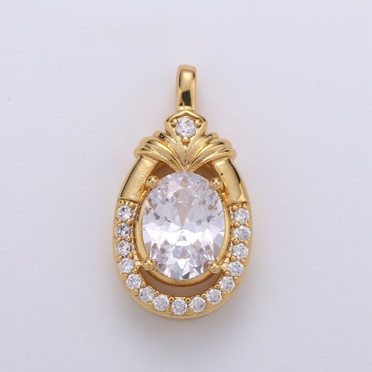 19X10mm CZ Micro Pave Tear Drop Charm Pendant, 24k Gold Filled Charm Drop Shape Charms, Dainty Drop Dangle Pendant, Geometry Jewelry J-080 - DLUXCA