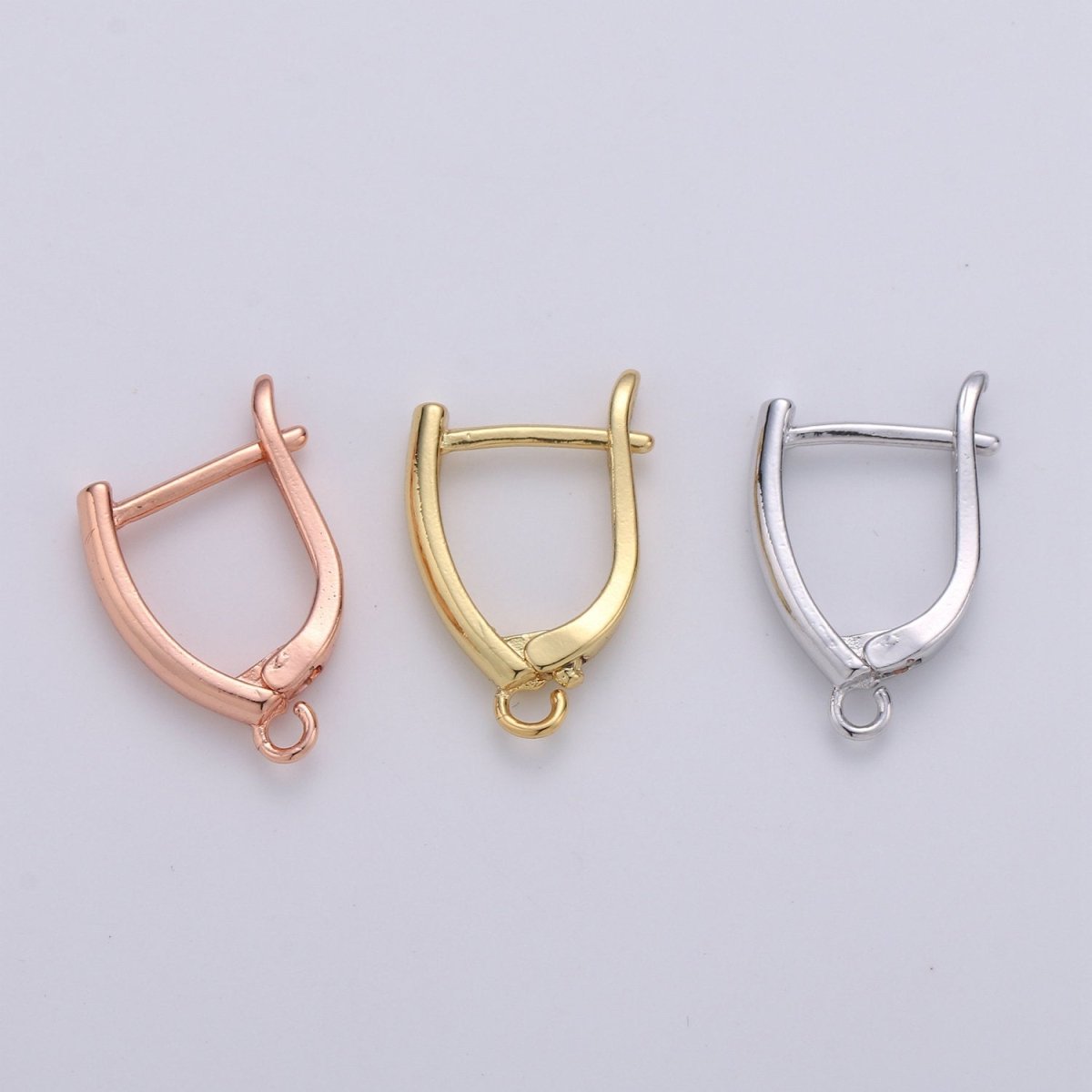 19x13mm 1 pair Gold Huggie Earring one touch w/ open link 14K gold Filled Earring Nickel and Lead free, Lever back earring making Supply K-681 K-683 - DLUXCA