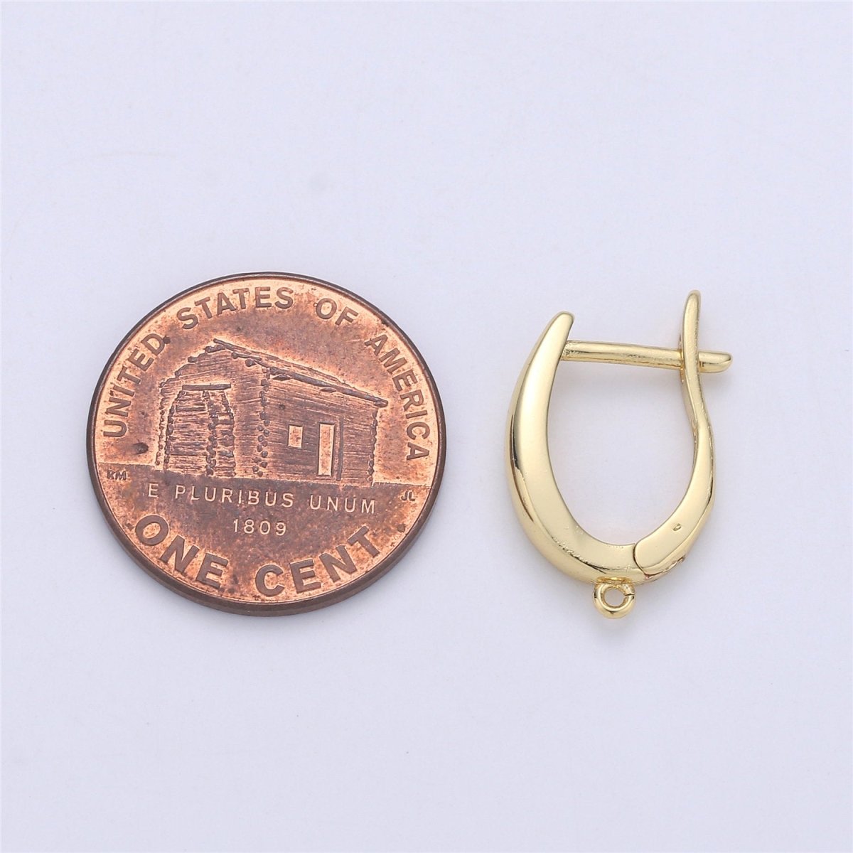 19x13mm 1 pair Gold Huggie Earring one touch w/ open link 14K gold Filled Earring Nickel and Lead free, Lever back earring making Supply K-681 K-683 - DLUXCA