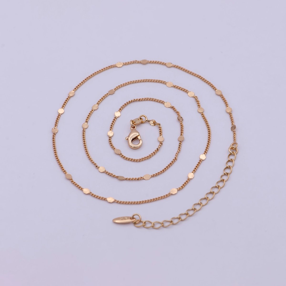 1mm 18K Gold Filled Chain Necklace Gold Curb Chain, Gold Chains 18 inch + 2 inch extender | WA-542 Clearance Pricing - DLUXCA