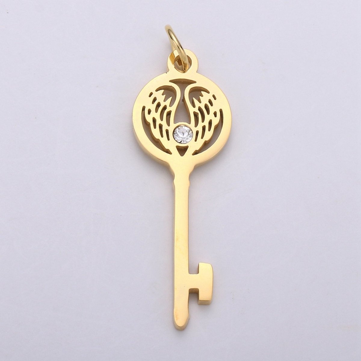 1pc 14k Gold Filled Key Pendant Charm, Dainty Wing Key Pendant Charm, Gold Filled Key Pendant, For DIY Jewelry Making Supply E-695 - DLUXCA