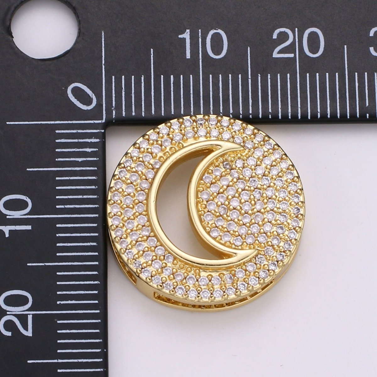 1pc 24K Gold Cresent Moon Spacer Beads, for DIY Moon, Celestial Pave Charm Bracelet Necklace Bead 19.9x4.6mm Hole 3.5mm B402 - DLUXCA