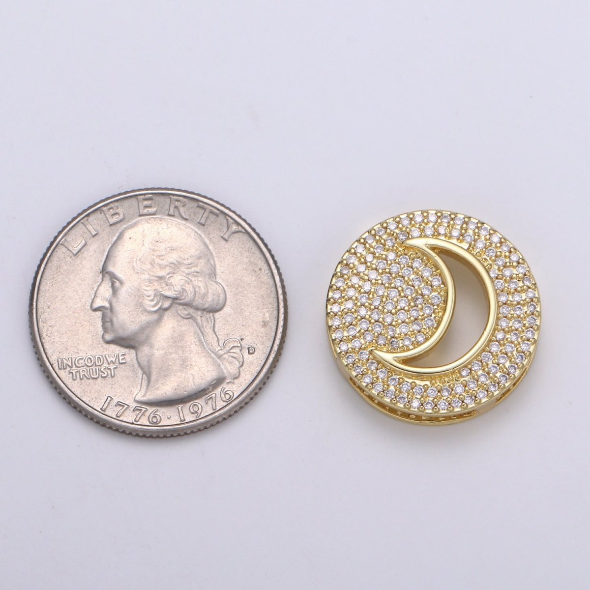 1pc 24K Gold Cresent Moon Spacer Beads, for DIY Moon, Celestial Pave Charm Bracelet Necklace Bead 19.9x4.6mm Hole 3.5mm B402 - DLUXCA