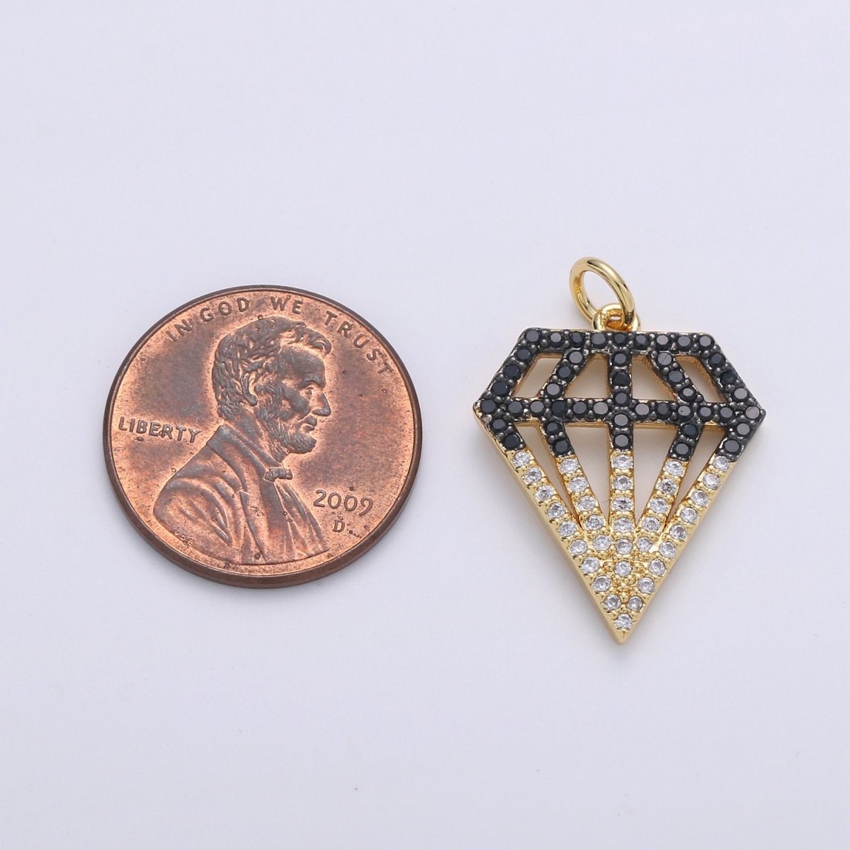 1pc 24k Gold Filled Micro Pave CZ Diamond Shape Pendant Charm, Geometric Micro Pave CZ Pendant Charm, For DIY Jewelry D-273 - DLUXCA