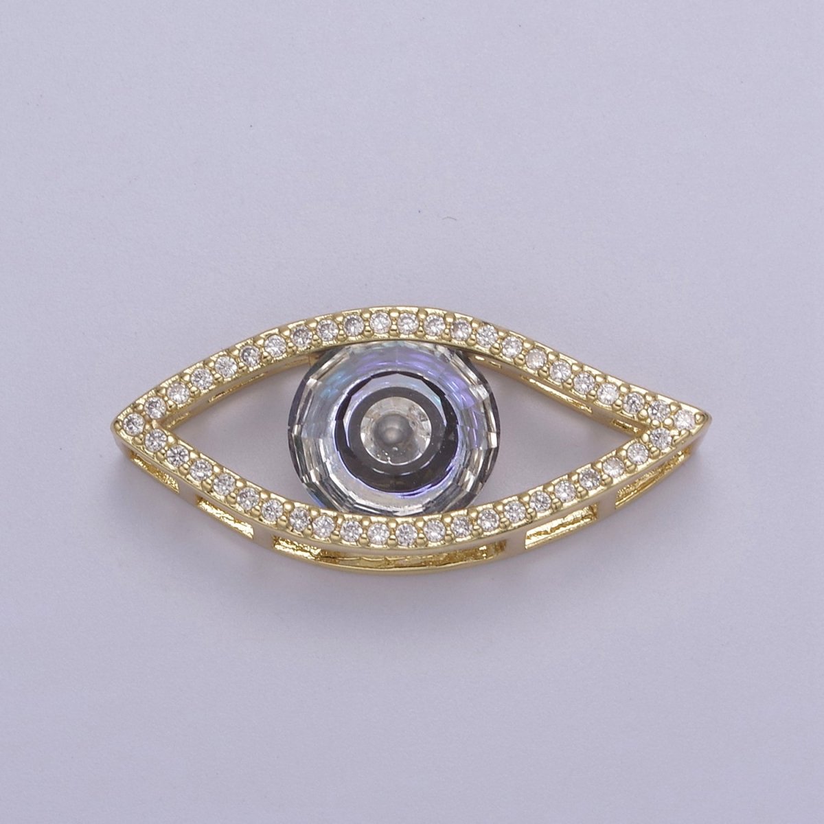 1pc 24K Gold Filled Micropave CZ Legendary Evil Eye Lucky Charm Protection Amulet DIY Cubic Zirconia Bracelet Charm Bead Finding Connector For Jewelry Making - B-147, B-149, B-151 - DLUXCA