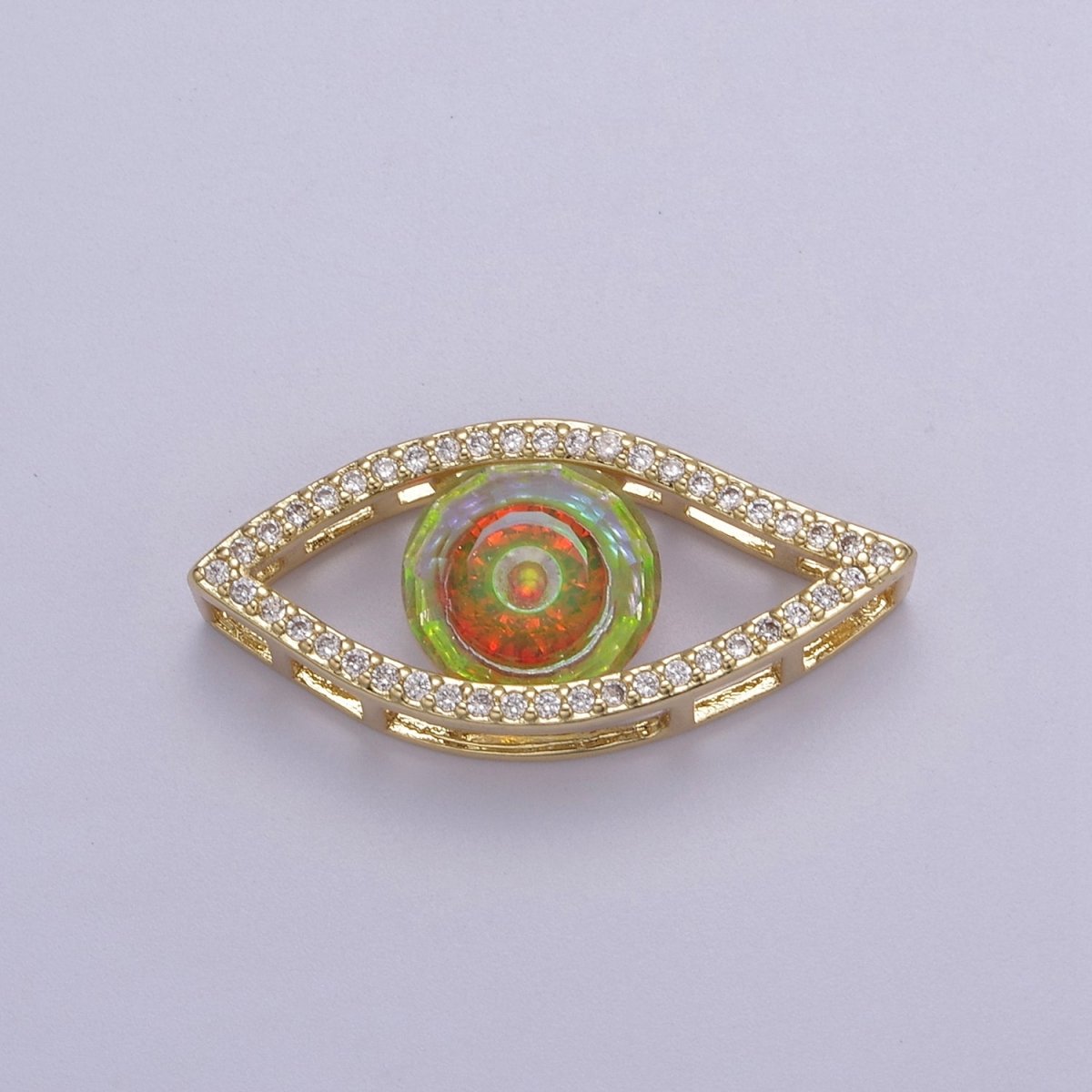 1pc 24K Gold Filled Micropave CZ Legendary Evil Eye Lucky Charm Protection Amulet DIY Cubic Zirconia Bracelet Charm Bead Finding Connector For Jewelry Making - B-147, B-149, B-151 - DLUXCA