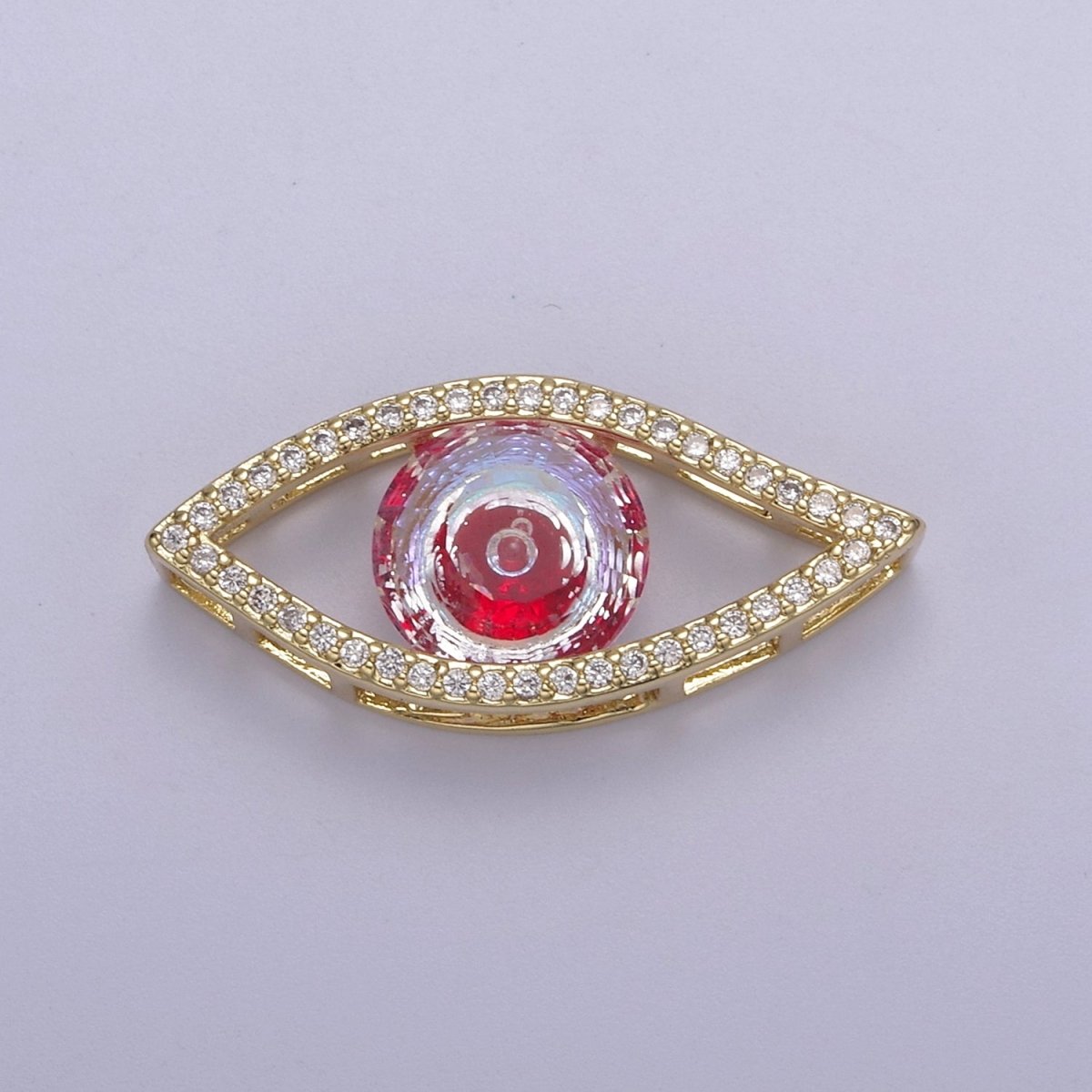1pc 24K Gold Filled Micropave CZ Legendary Evil Eye Lucky Charm Protection Amulet DIY Cubic Zirconia Bracelet Charm Bead Finding Connector For Jewelry Making - B-147, B-149, B-151 - DLUXCA