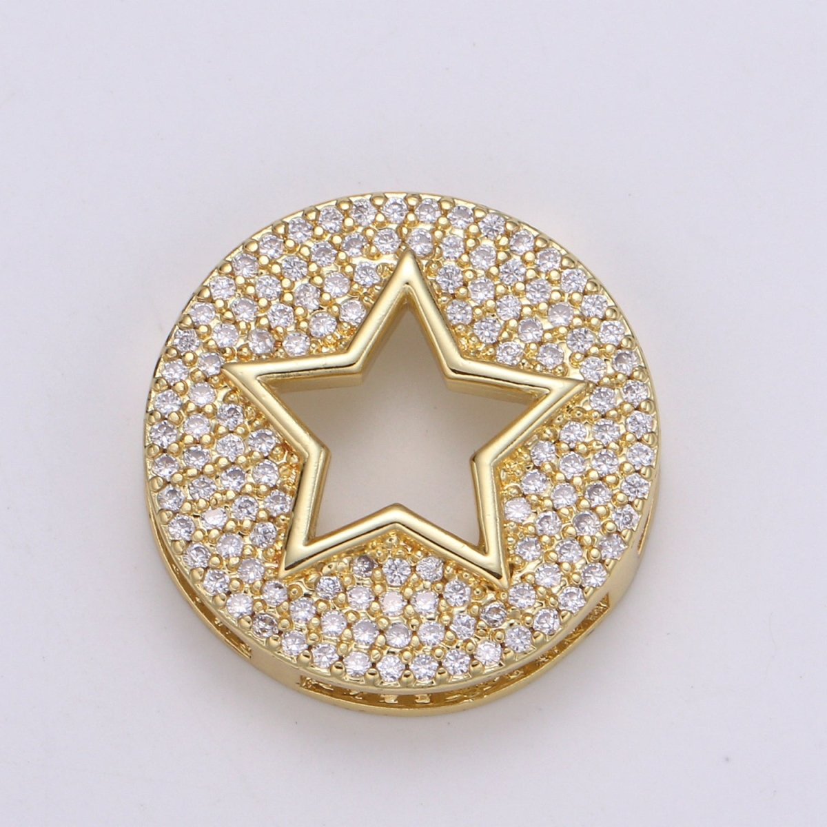 1pc 24K Gold Star Spacer Beads, for DIY Orion Beads Pave Charm Bracelet Bead Size 19.9x4.6mm Hole 3.5mm B400 - DLUXCA