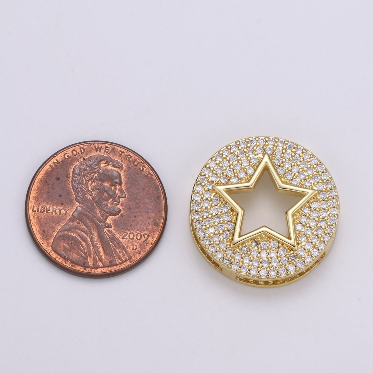 1pc 24K Gold Star Spacer Beads, for DIY Orion Beads Pave Charm Bracelet Bead Size 19.9x4.6mm Hole 3.5mm B400 - DLUXCA