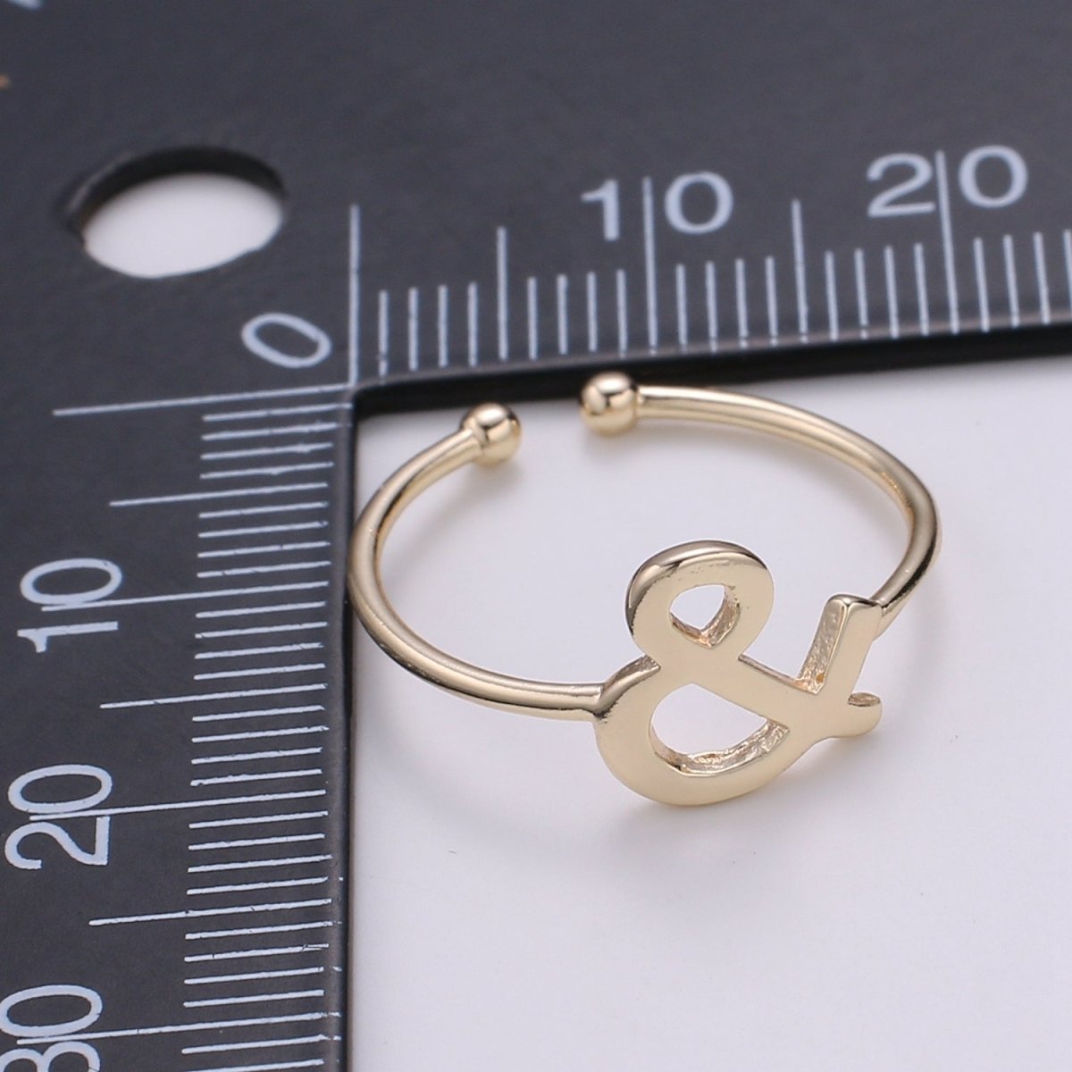 1pc Ampersand 18k Gold Ring, "And" symbol Adjustable Gold Curb Ring, Simple Ring, "Et" Ring- 254 - DLUXCA