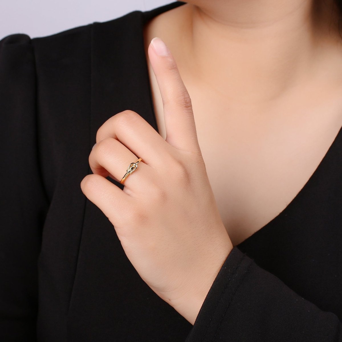 1pc Buckle Up 24K Gold Ring, Buckle Adjustable Gold Curb Ring, Simple Gold Ring, Belt Ring- R441 - DLUXCA