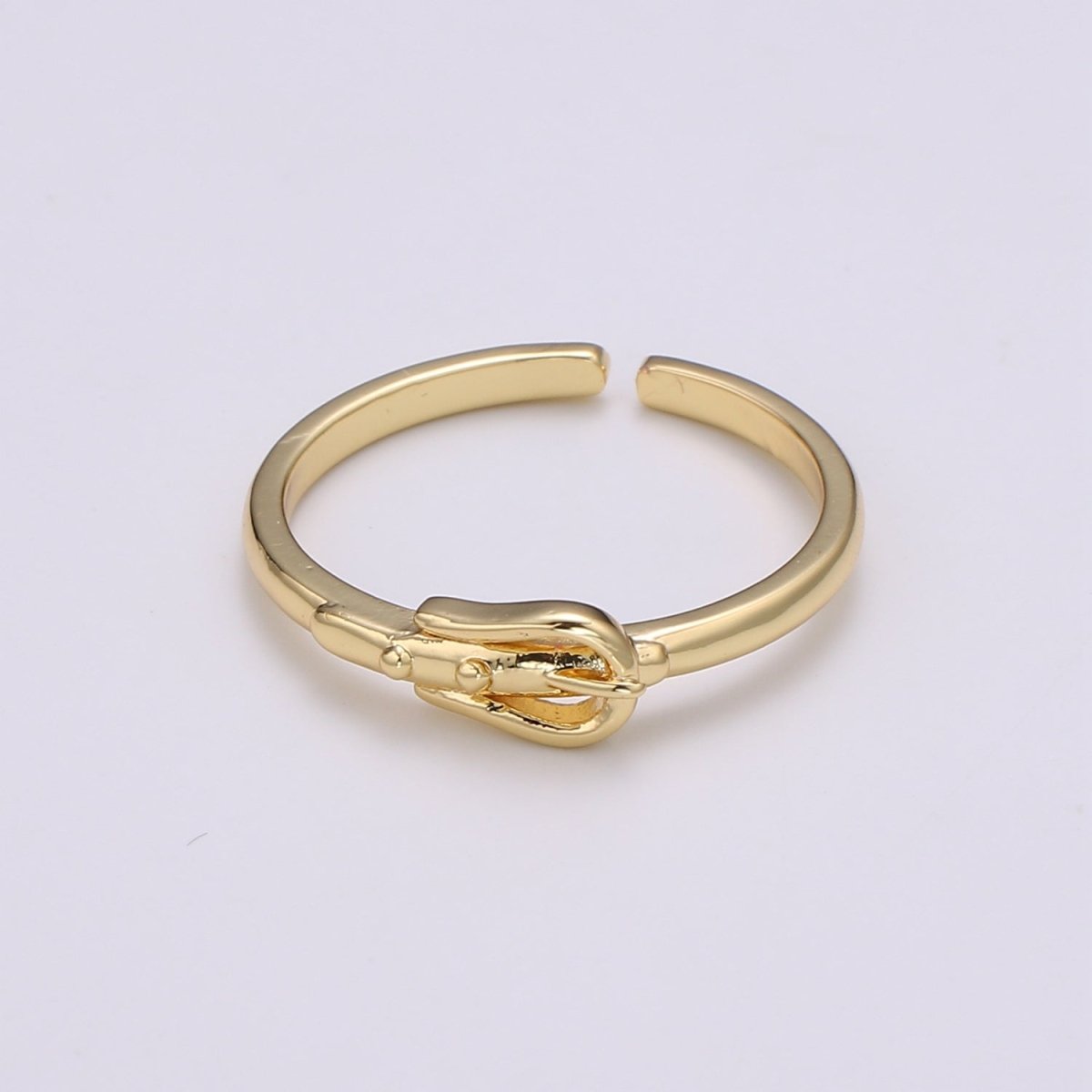 1pc Buckle Up 24K Gold Ring, Buckle Adjustable Gold Curb Ring, Simple Gold Ring, Belt Ring- R441 - DLUXCA
