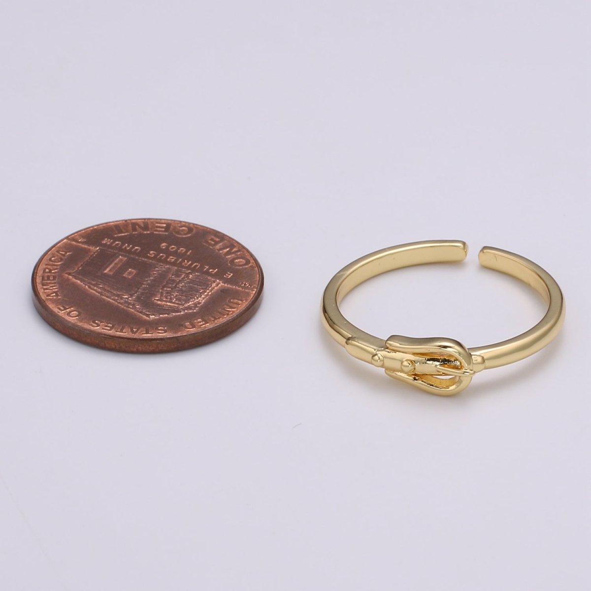 1pc Buckle Up 24K Gold Ring, Buckle Adjustable Gold Curb Ring, Simple Gold Ring, Belt Ring- R441 - DLUXCA