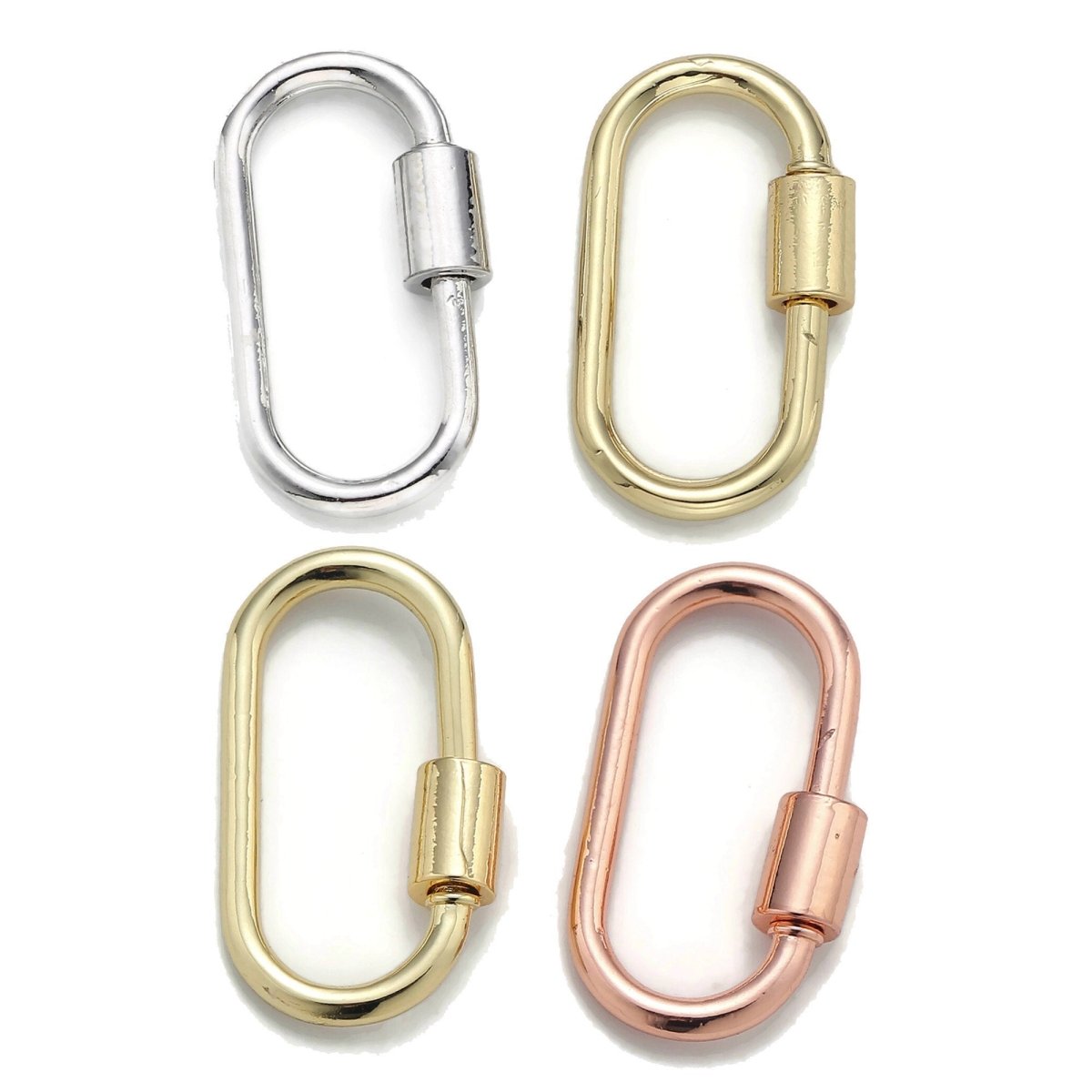 1pc Carabiner Screw Clasp, Screw Clasp Oval , Interlocking Oval Clasp, Oval Shaped Clasps, Gold, Silver, and Rose Gold Color - DLUXCA