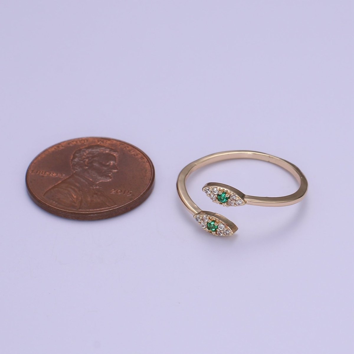 1pc End-to-end Crystal Eye on Golden Circle Ring CZ Gold Filled Geometric Casual Ring Jewelry O-954 - DLUXCA